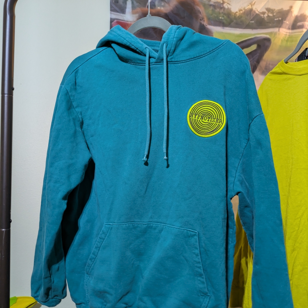 H&M Teal Hoodie with Yellow Logo